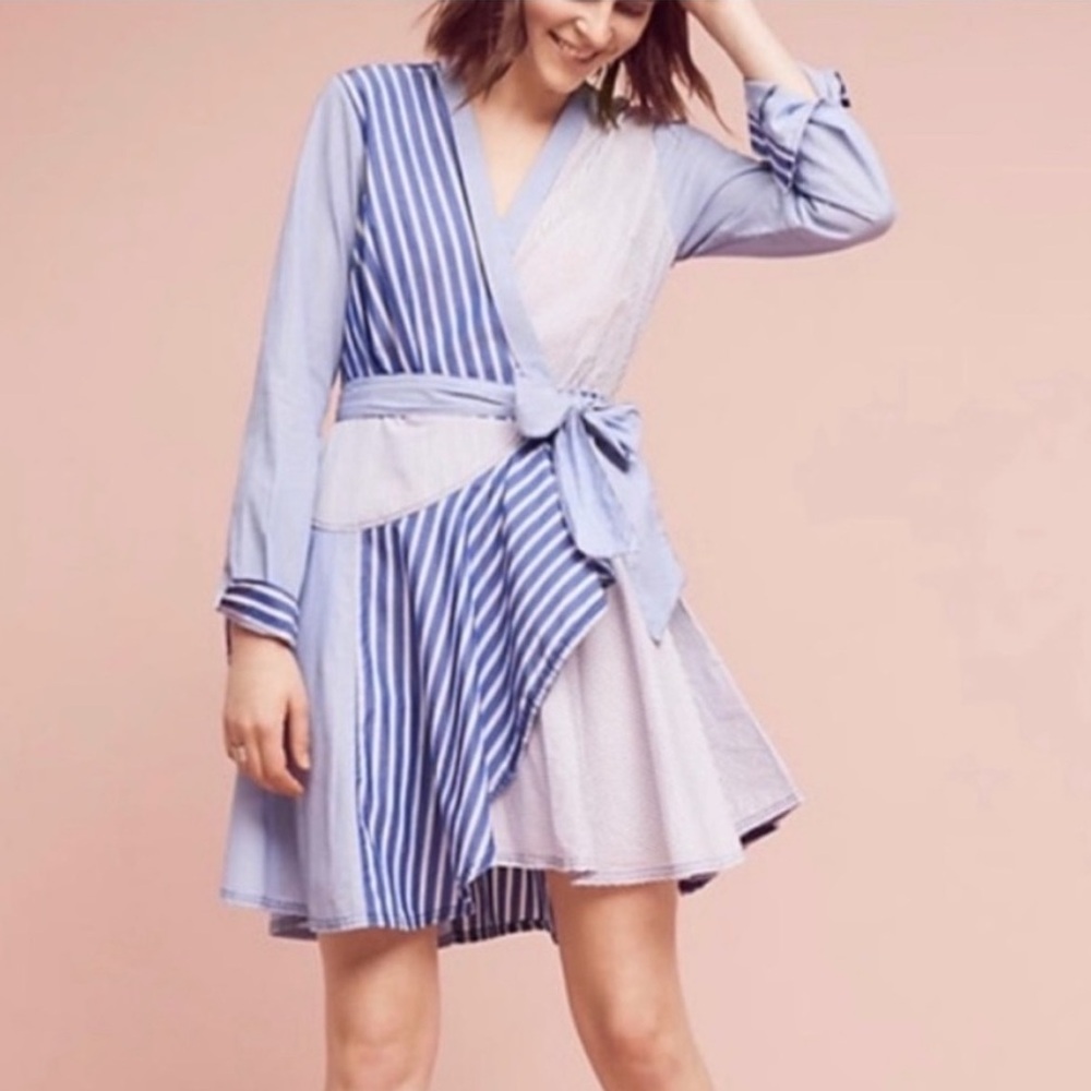Maeve Newport Stripe True Wrap Shirt Dress 12